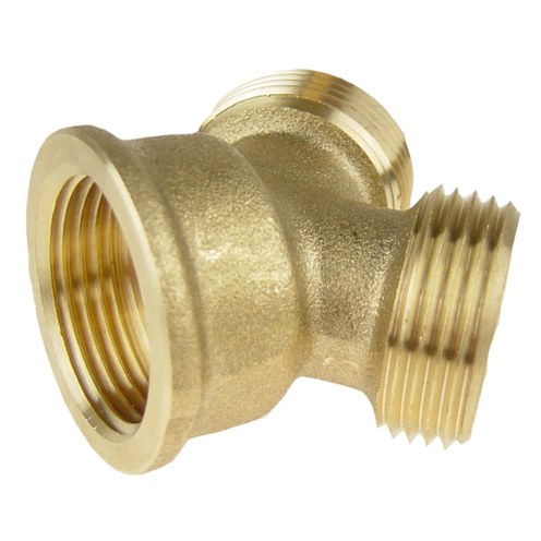 BF-88205 Y-Stück aus Messing, 3/4&quot; - Außengewinde x Innengewinde x Außengewinde
