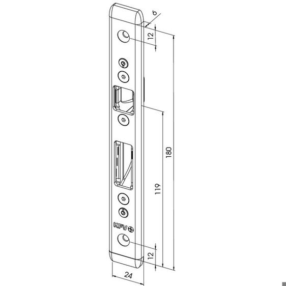 KFV Schließteil AS 3500 'Q' für Schwenkhaken – Universal | Edelstahl | 245x24x6 mm