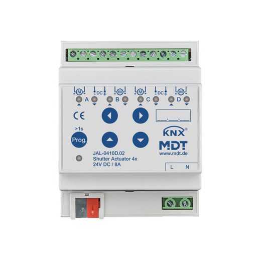 MDT JAL-0410D.02 - 4-Fach Jalousieaktor (4TE, 8A, 24VDC)